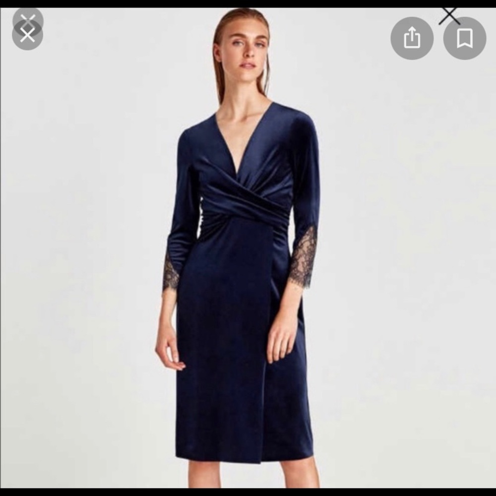 Zara Navy Velvet Dress